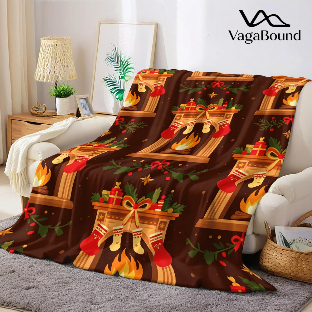 Cozy Fireplace Fire Flannel Blanket Warm Soft Halloween Christmas All-Season Couch Decorative Cozy Warm Gift