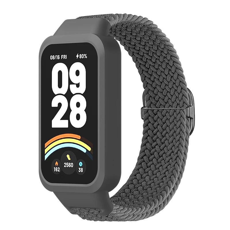 Geflochtenes Solo-Loop-Armband + Hülle für Redmi Band 3 2 Zubehör Nylon Sport Verstellbares Armband Correa für Xiaomi Miband 9 8 Active – Detail 5