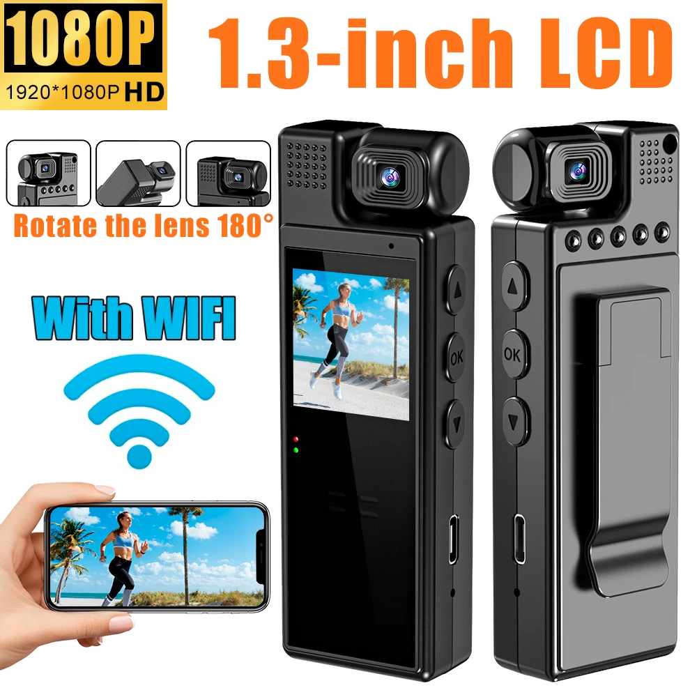 

Mini Camera 1080P Wifi 1.3inch Screen Portable Digital Video Recorder BodyCam Infrared Night Vision Police Miniature Camcorder