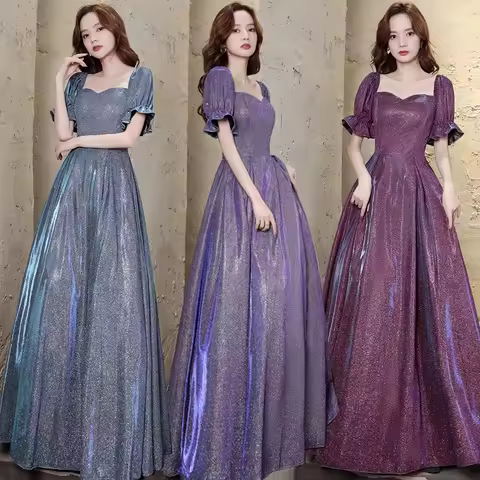 Starry Sky French Evening Dress Princess Xia High end Light Luxury niche Host Performance Banquet Toast Dress Engagement Flash