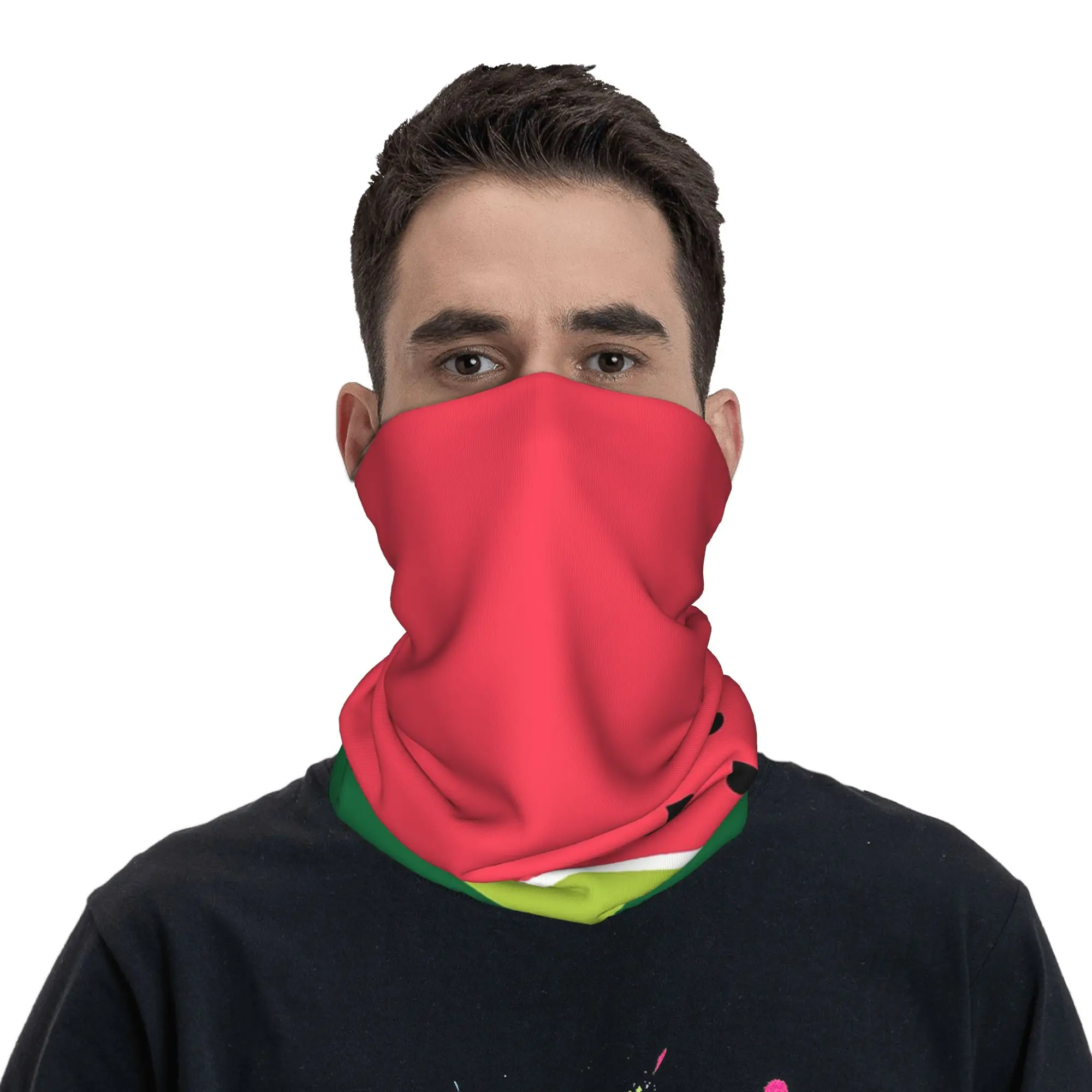 Coral Summer Watermelon Fruit Stripes Bandana Neck Cover Printed Wrap Scarf Multi-use Balaclava Running For Men Women Adult
