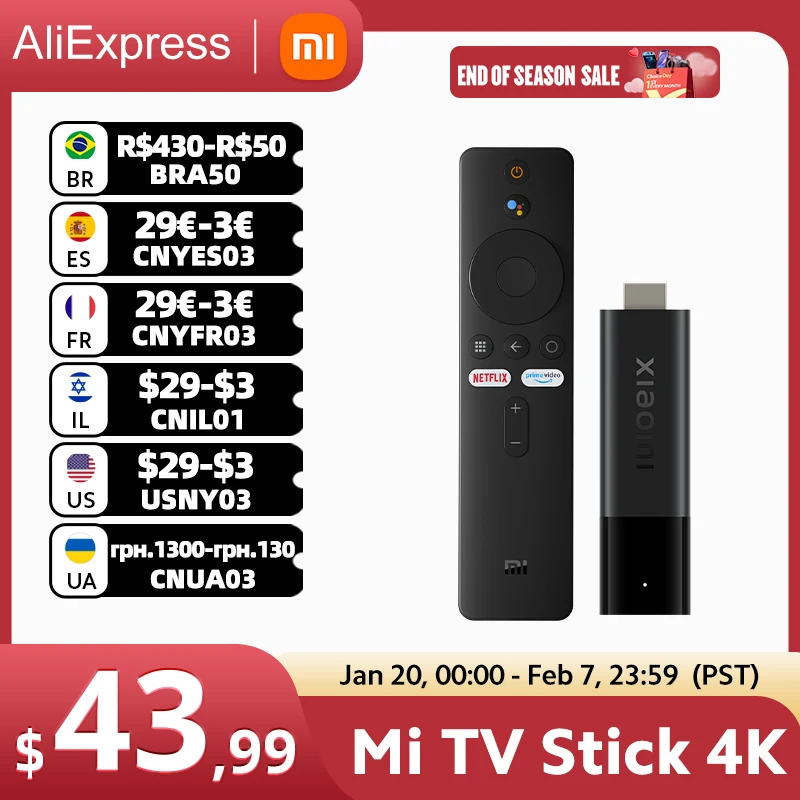 Global Version Xiaomi Smart Mi TV Stick 4K Android11 BT5.0 TV Dongle Portable Streaming Media Multi Language Google Assistant