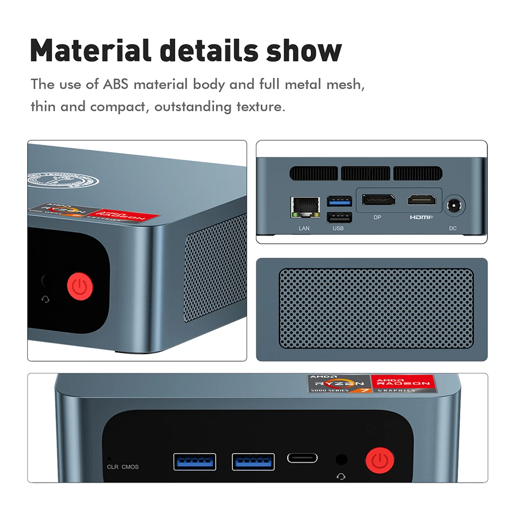 TRIGKEY-S5ミニデスクトップPC,amd ryzen 5 5800h,ddr4,16GB ssd,500GB,wifi 6,bt5.2,4k,デュアルhd,1000m