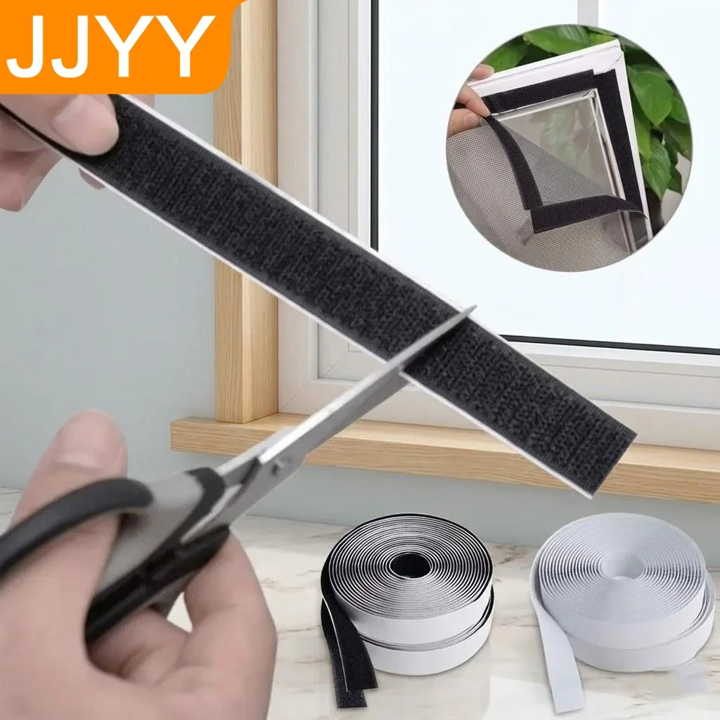 Self Adhesive Hook Loop Tape Fastener Car Mats Curtains Screens Storage Organization Nylon Household Use
