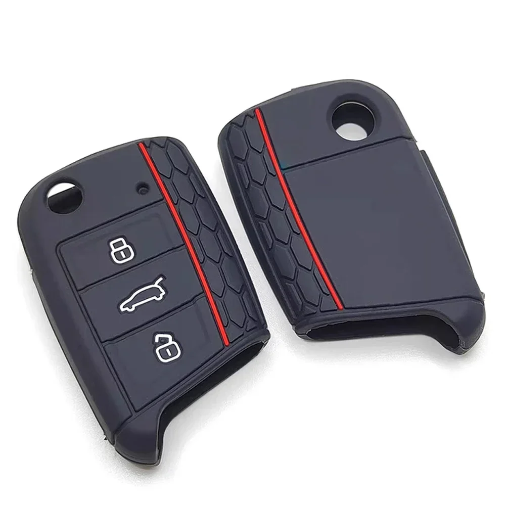 Car Key Cover Case Silicone Shell For VW Golf 7 MK7 VII Tiguan Polo Skoda Octavia A7 Kodiaq Seat Ateca Leon 3 Button