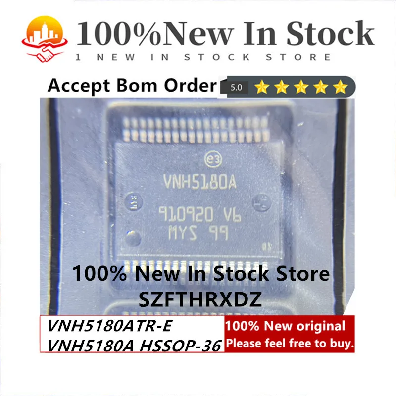 100% NEW ORIGINAL VNH5180ATR-E HSSOP-36 VNH5180A HSSOP36 H-Bridge Motor Driver Automotive AEC-Q100 36-Pin (1PCS)