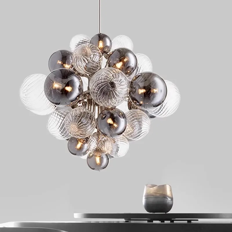 Elegant Grape Shaped Glass Pendant Lights Bubble Ball Living Room LED Chandeliers Nordic Bedroom Dining Hall Coffee Shop Kitchen