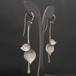 Boucles d'Oreilles Boho Vintage Simples pour Femmes, Bijoux Ethniques Tribaux, Métal, Antique, Argent, Document, Fleur, Feuilles, Pendantes