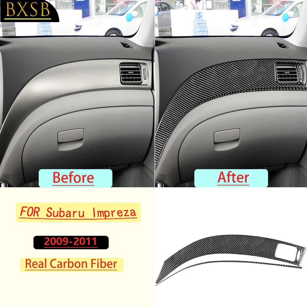 Real Soft Carbon Fiber For Subaru Impreza 2009-2011 Car Co-pilot Storage Box Trim Customizable Stickers Interior Accessories
