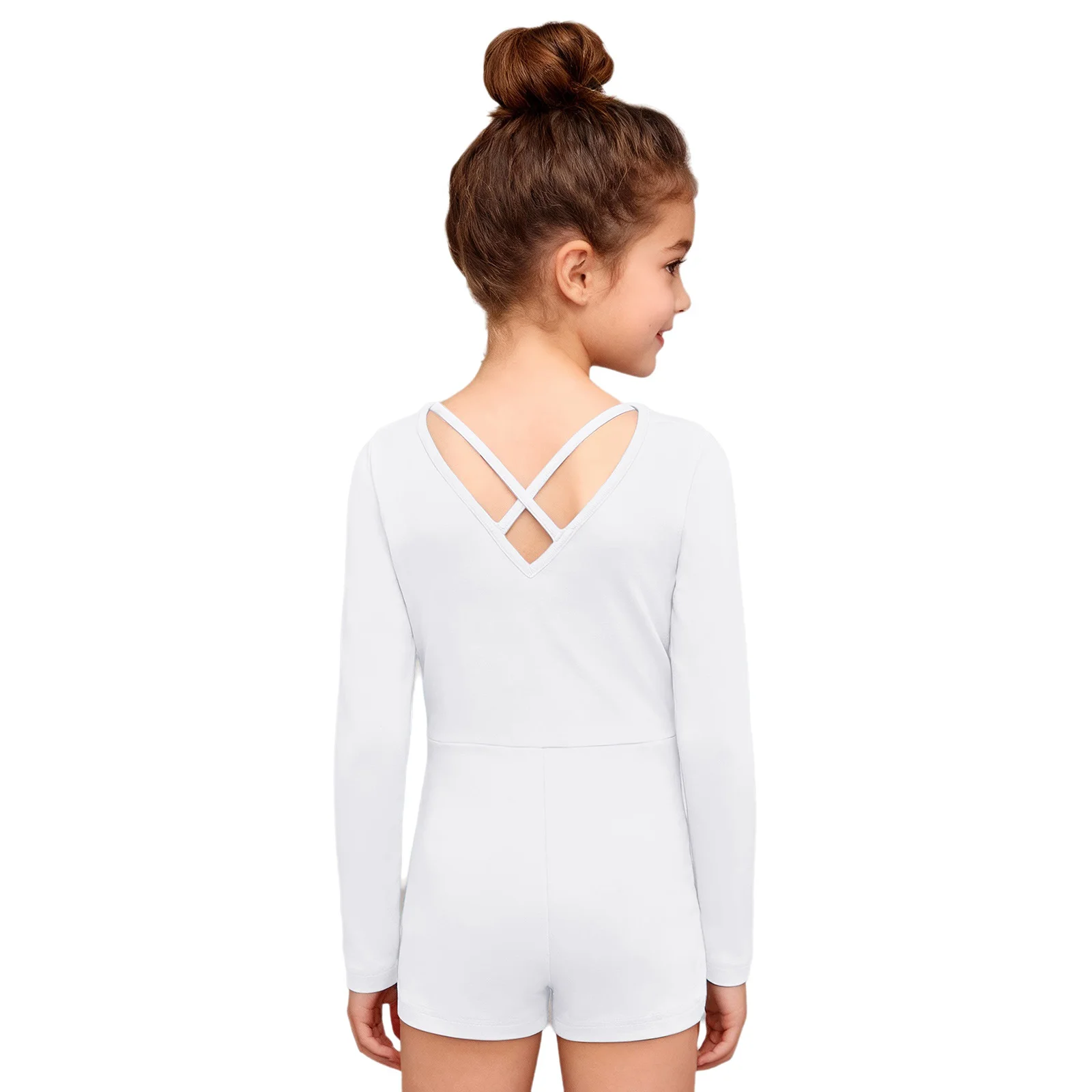 Kids Girls Ballet Dance Gymnastics Leotard Long Sleeves Sheer Mesh Athletic Jumpsuit Ballerina Yoga Workout Practice Bodysuit