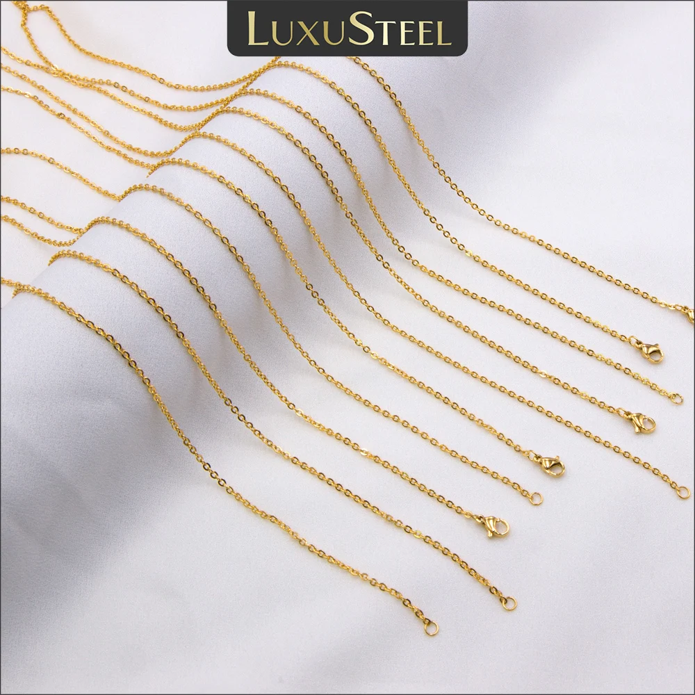 10Pcs Wholesale Stainless Steel Link Chains for DIY Bulk Jewelry Making Supplies 1MM 2MM