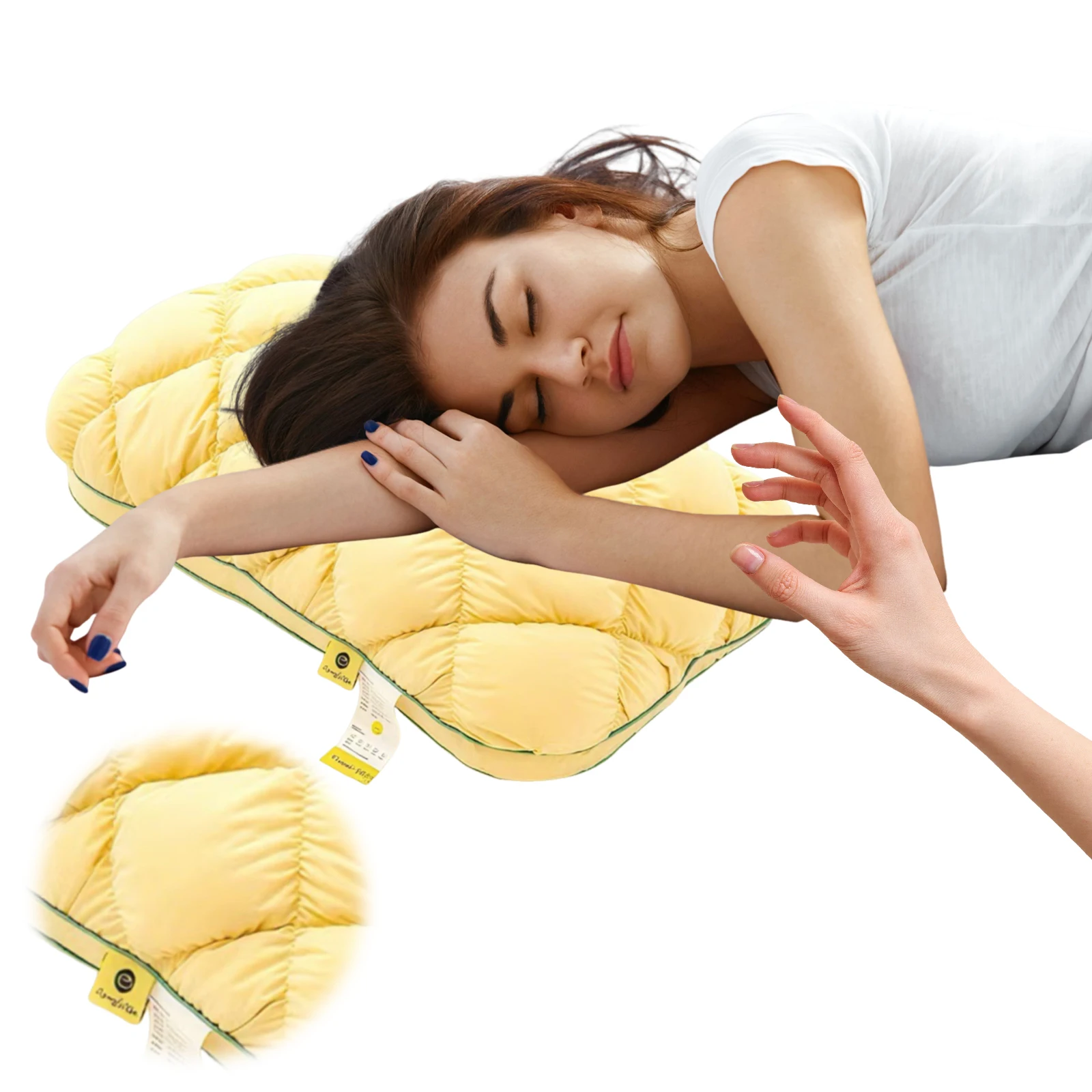 Pineapple Bun Shape Pillows Breathable Pineapple Grid Bed Pillow Non-Sagging Sleep Aid Pillows for Side Back & Stomach Sleepers