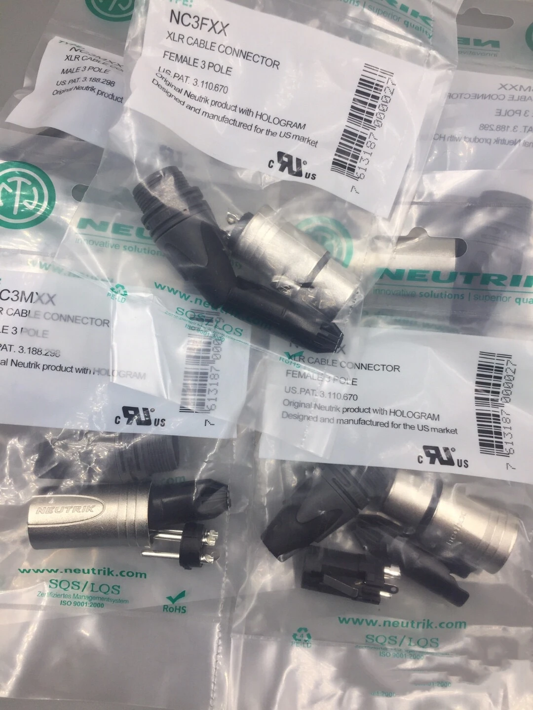 20Pcs/lot FOR NEUTRIK connector 10PCS NC3MXX & 10PCS NC3FXX Male and female A set 3 Pin XLR Connector withe high quality