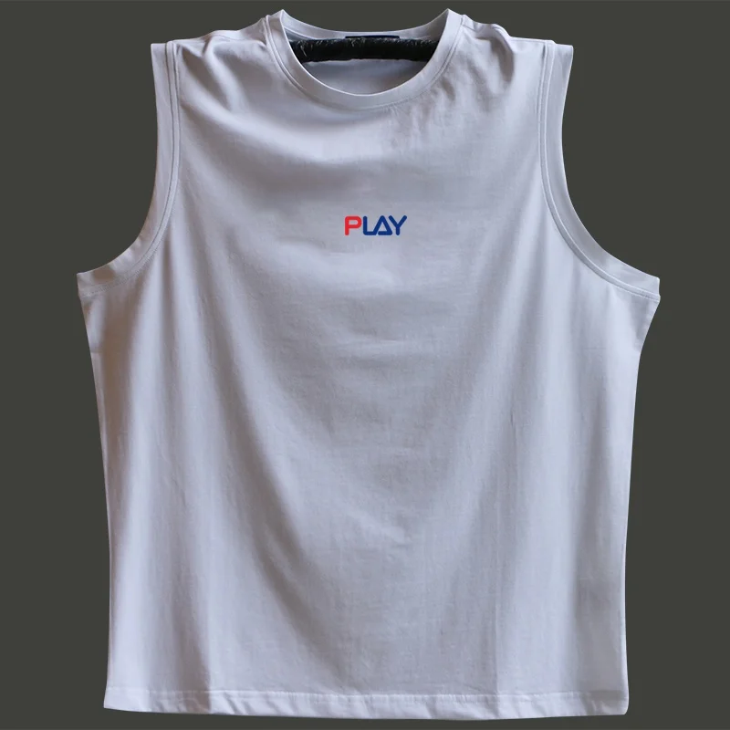 

Loose Fit Pure Cotton Summer Thin Svel Baskeall Tank Top Men's Trendy Spor Fitn Outerwear Casual round Ne Swea...