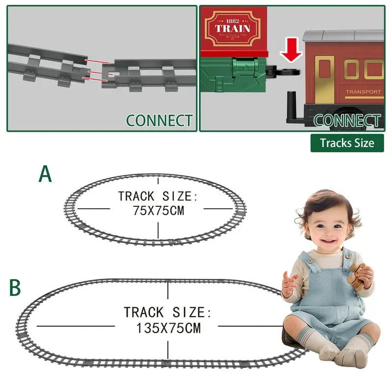 Classical Steam Train Toy - Electric Musical Railway with Lights, Ready Christmas Gift for Kids