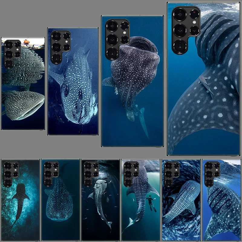 Ocean Whale Shark Swimming Clear Case for Samsung Galaxy S24 S22 Ultra S23 S21 S20 FE Capa Phone Cover S10 S9 S8 Plus S10E Shell