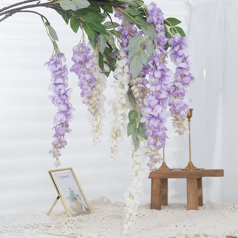 Guirnalda de Flores Artificiales de Glicinia de 3/5 Ramas, Decoración de Pared para el Hogar, Guirnalda de Seda Artificial para Bodas, Navidad, Fiestas, Decoración de Arco para Exteriores
