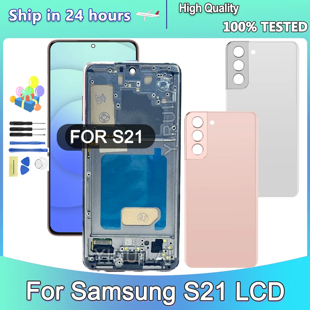 Pantalla LCD TFT de 6,28 pulgadas para Samsung Galaxy S21 5G G991B G991N G991U, digitalizador de pantalla táctil con marco para pantalla LCD Samsumg S21