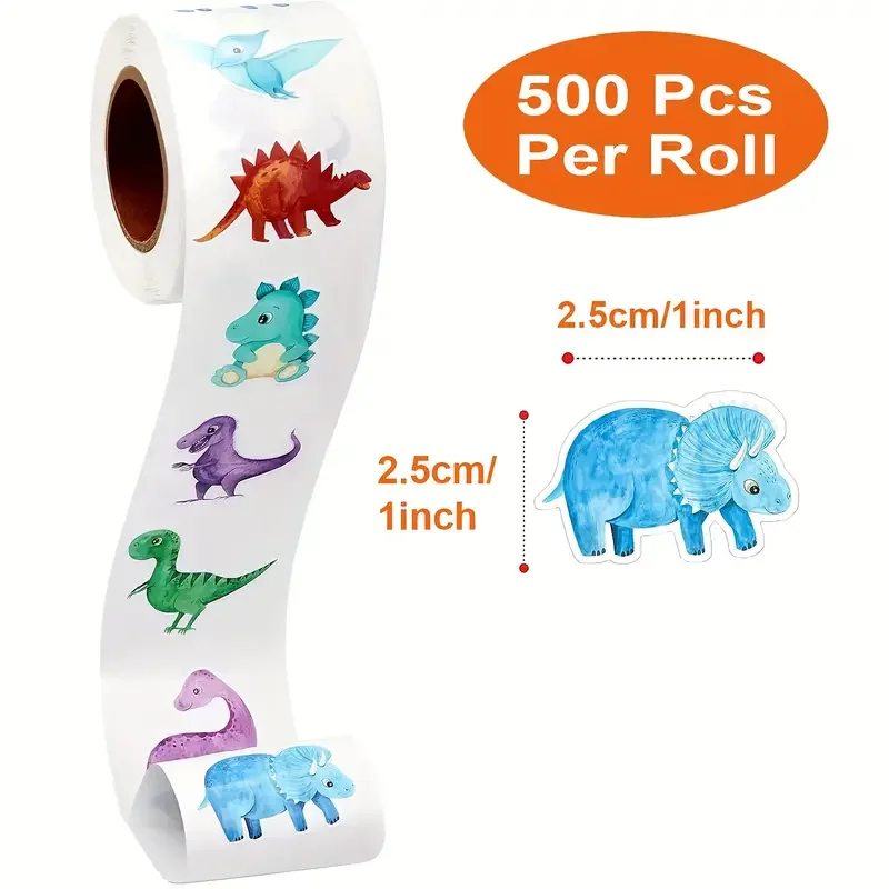 100-500pcs Animals Dinosaur Stickers Reward Stickers for School Reward Students Teachers Cute Decoration Gift Box Sticker Label