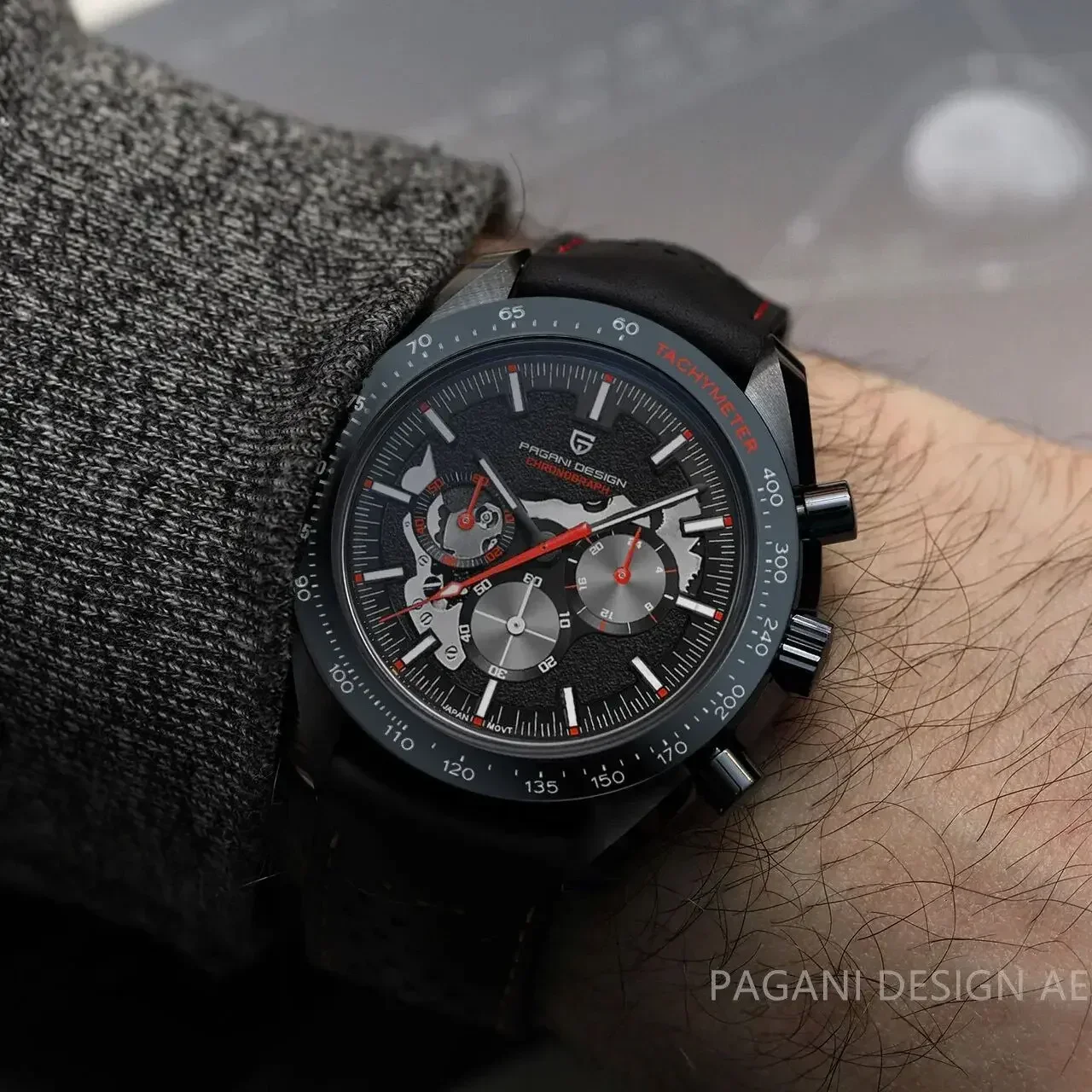 PAGANI DESIGN Moon Dark Men\'s Watches Luxury Quartz Watch For Men Skeleton Sport Chronograph AR Sapphire glass Wrist Watch Men