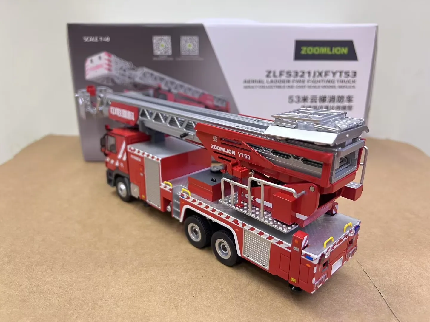 Zoomlion ZLF5321JXFYT53 Full Metal Aerial Ladder Fire Fighting Truck 1:48 Scale Die-Cast Gift Toy Collect Model