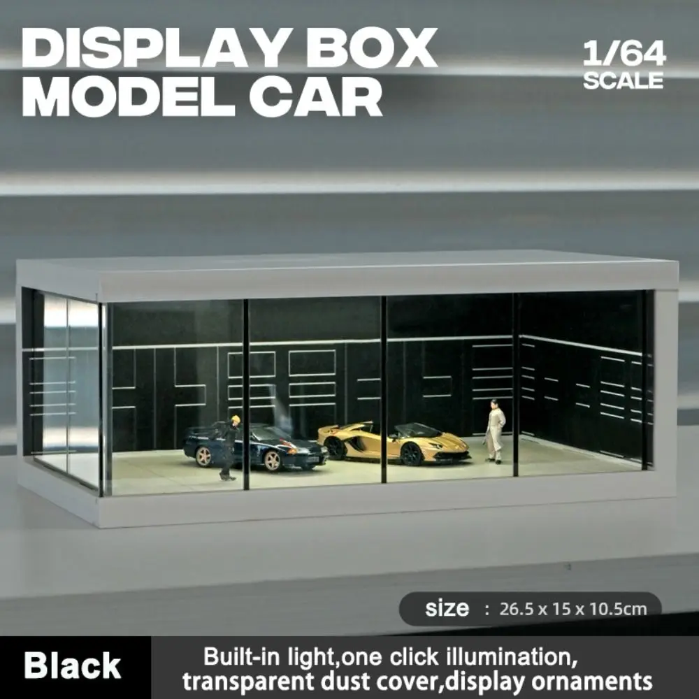 1/64 Scale Car Model Showroom Exhibition Hall Transparent Garage Scene Model Simulate Dust Cover Miniature Car Garage Kids Adult