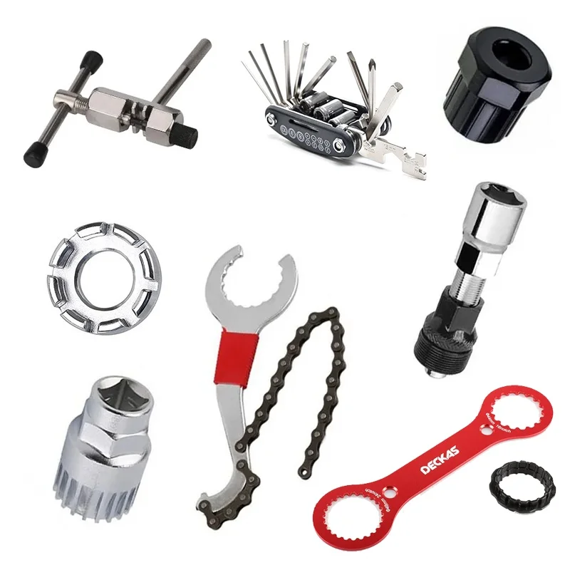 

Bicycle Repair Tools Chain Cutter Crank Puller Chain Guide Bike Tool Kit for Bottom Bracket Remover Cassette Removal Tool Set