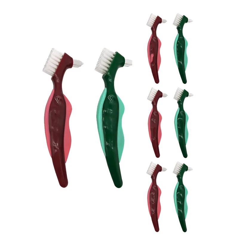 

Beauty 8 Pcs Premium Hard Denture Brush Toothbrush, Cleaning Brush, Multi-Layered Bristles &Portable Denture Double Sided Brush