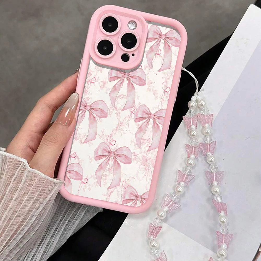 Koreanische Handgelenkschlaufen-Hülle für iPhone 17 15 16 14 Pro Max Plus Hüllen Rosa Schleife für iPhone 13 11 12 XR 7 mit Schmetterlings-Lanyard-Cover – Detail 10