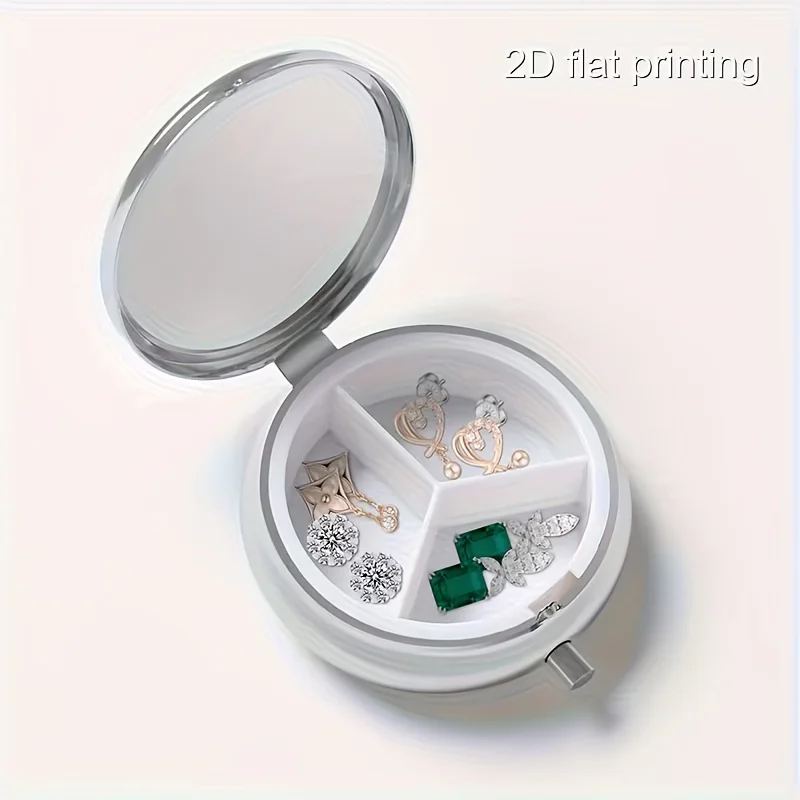 1 Piece of Vintage Flower and Bird Themed Illustration Design with Peach Blossoms and Blue Birds, Round 3-Compartment Mini Flip-Top Distribution Box, Portable Multifunctional Storage Box, Suitable for Family Travel, Portable Storage Container - a Great Holiday Gift for Friends and Family view 3
