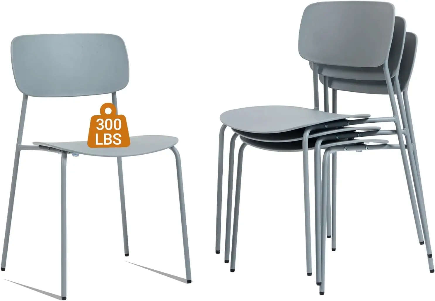 Stacking Chairs Set of 4, Office Guest Chairs with Metal Legs, Stacking Office Chairs for Conference Reception Church Lobby, Cap
