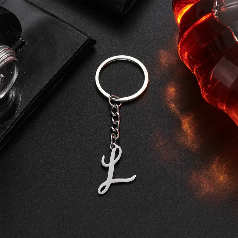 Fashion DIY A-Z Initials Metal Keychains Holder Pendent Key Chain
