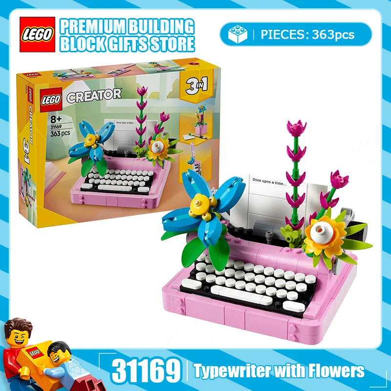 

Lego «Три в одном», серия 31169, цветочная пишущая машинка, кавайные строительные блоки, украшение для рабочего стола, детская игрушка-головоломка в подарок