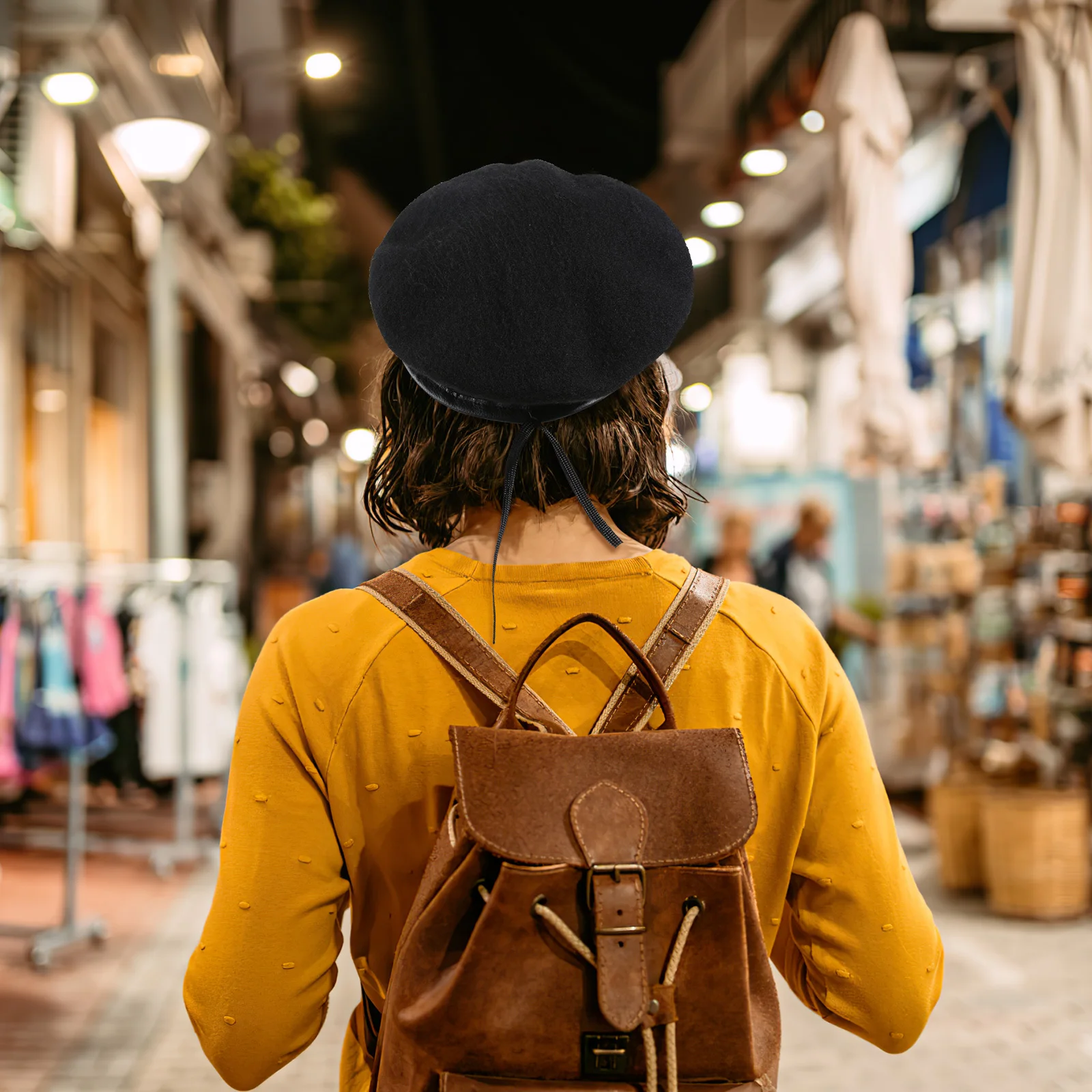 

Unisex Pure Wool Beret Hat Black Adjustable Spring Autumn Driving Peaked Cap Sunscreen Warm Stylish Unisex Beret Hat