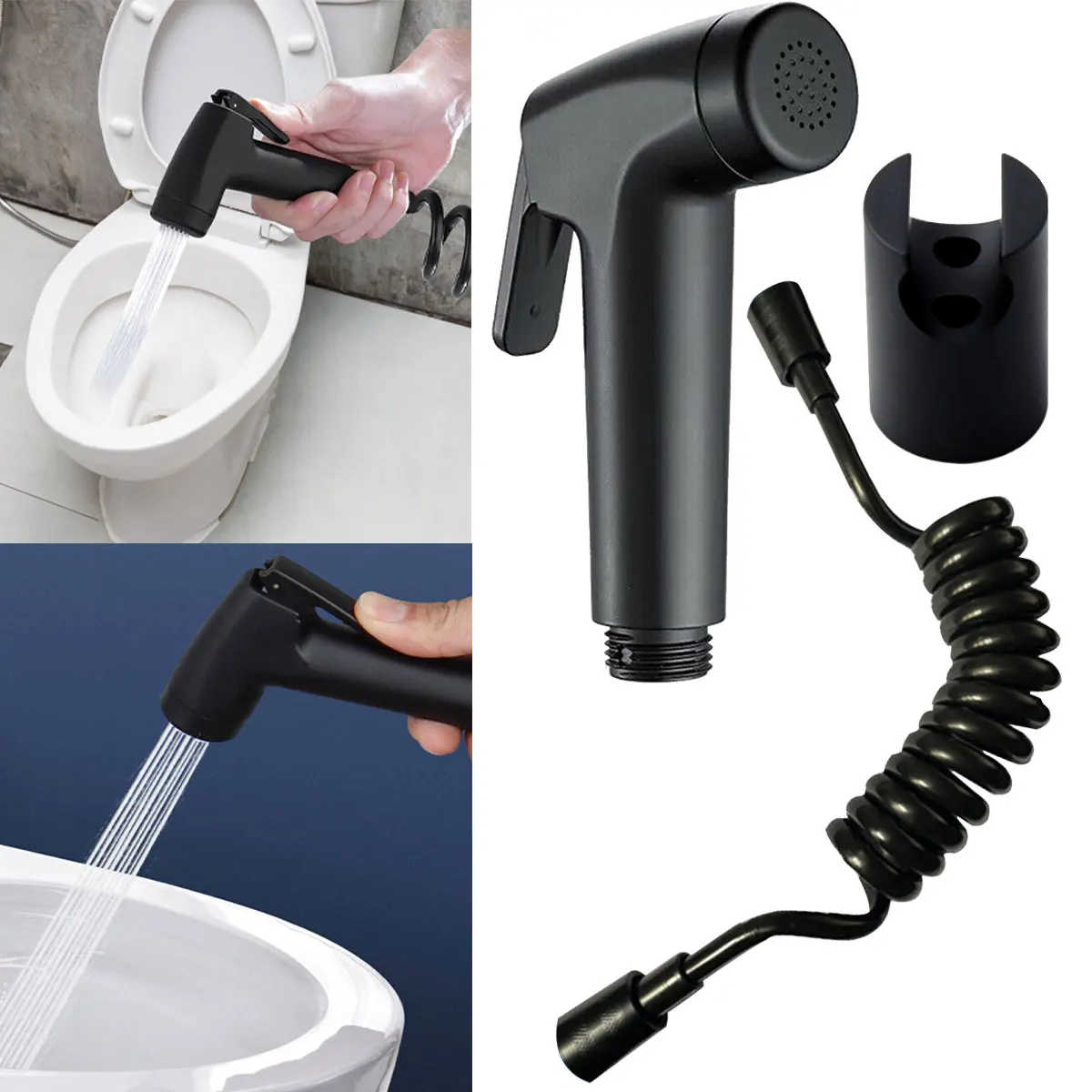 

Creative Bidet Faucet Stainless Steel Handheld Bidet Sprayer Set Black Toilet Faucet Single Cold Water Shower Head Accessories