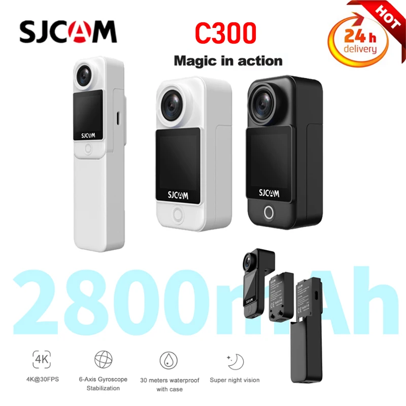 

SJCAM C300 Pocket Action Camera 4K 30FPS 6-Axis GYRO Image Stabilization Super Night Vision 5G WiFi Remote Webcam Sports DV Cam