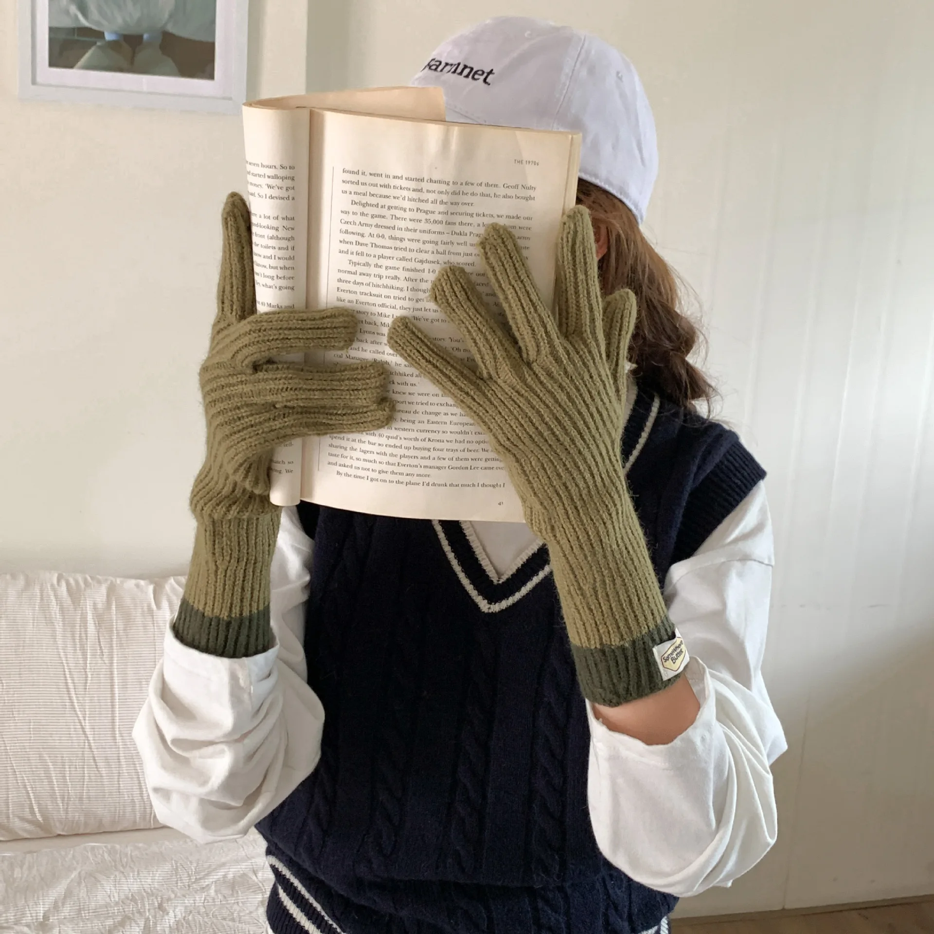 Damen-Winterhandschuhe, modisch, trendig, thermisch, warm, elastisch, gestrickt, Touchscreen-Handschuhe für kaltes Wetter