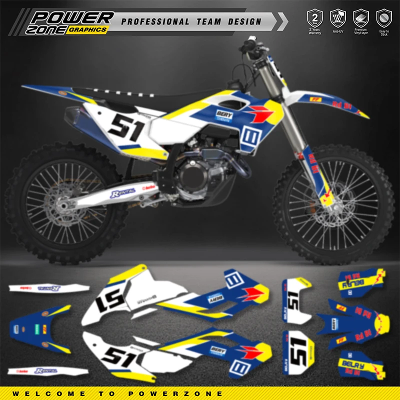 PowerZone For Husqvarna Decal  TC FC 2023 2024 2025 TE FE 2024-2026 125-450CC Custom Team Graphics Decals Stickers Kit 12