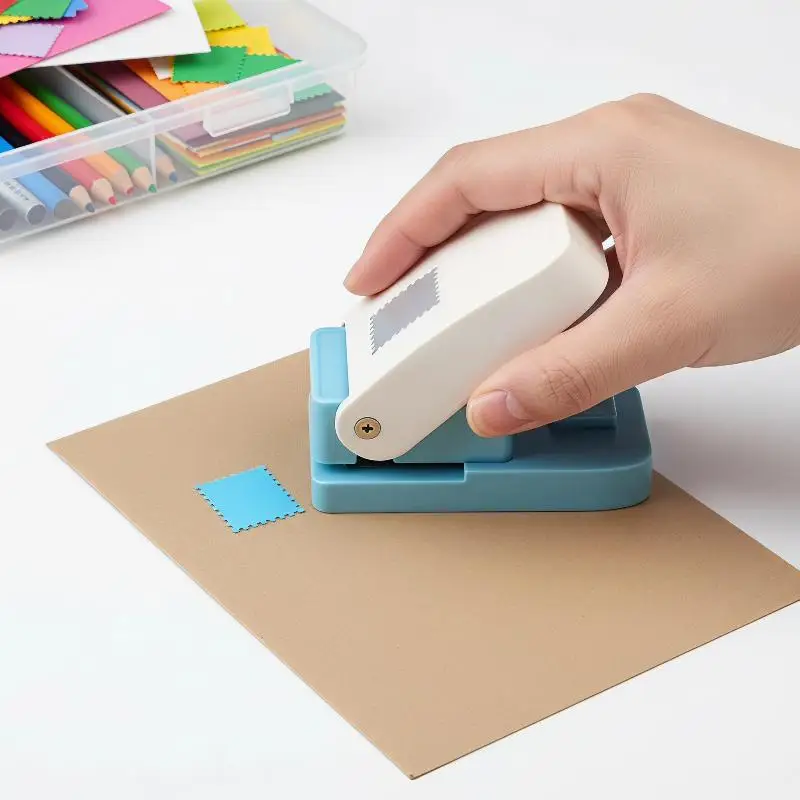 1.6cm Rectangle Postage Stamp Punch Easy Operation Lever Action Punch for Scrapbook Paper Decor