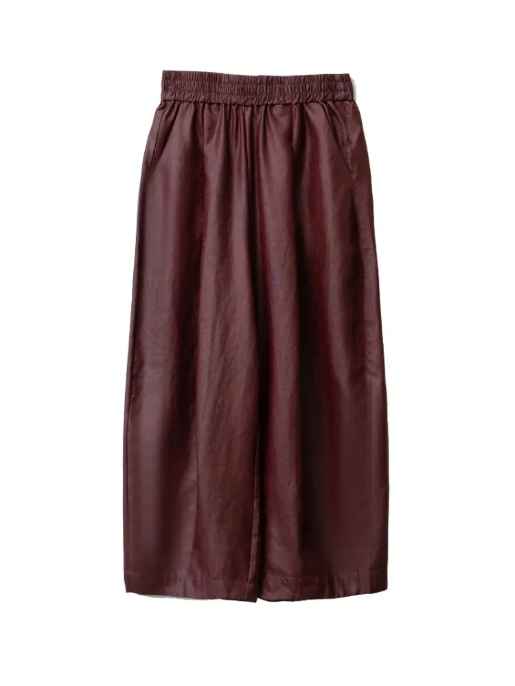 2026 Women's Fashion Spring and Summer Clothing 100% Natural Mulberry Silk Red Cloud Yarn Elastic Waist Loose Straight Leg Pants