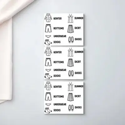 3Pcs Kids Clothing Organization Sticker Set Removable Laundry Sort Decals for Drawers Wardrobe Dresser Nursery Room Decorative