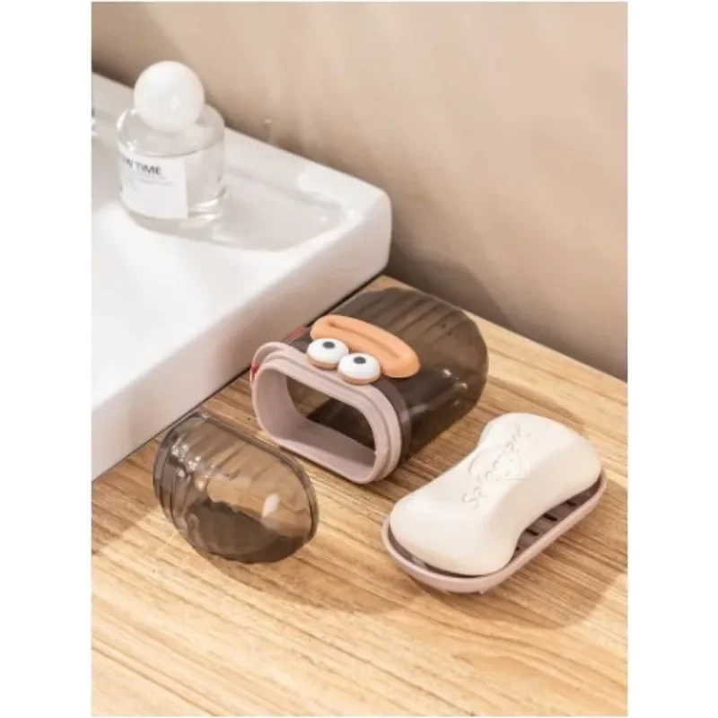 Haushalts karikatur niedlichen Mundwasser becher Seifen kiste tragbare Reise Camping Seifen kiste Badezimmer Dusche Bad Seifensc honer Halter