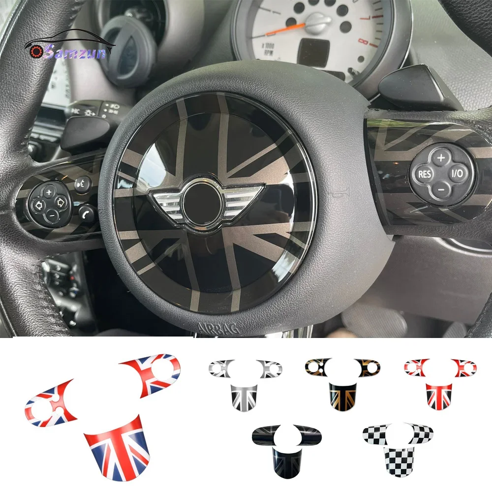 For MINI R50 R52 R53 Cooper Car Accessories Steering Wheel Center Cover Panel Styling Sticker Button Switch Decoration Interior