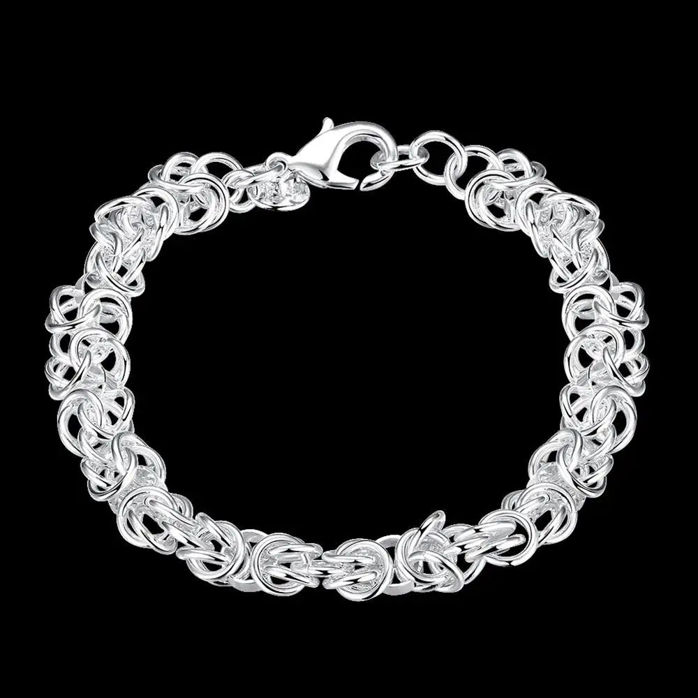 Wholesale 20CM 925 Sterling Silver temperament Circle Chain Bracelets for Men Women Wedding gift Party Fashion designer Jewelry