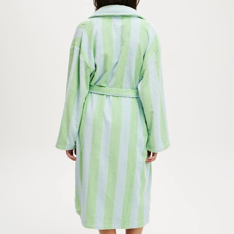 رداء Maemukilabe نسائي مخطط شال رداء نوم من الصوف القطيفة مع حزام وأكمام طويلة رداء حمام جرافيك مع جيوب #5