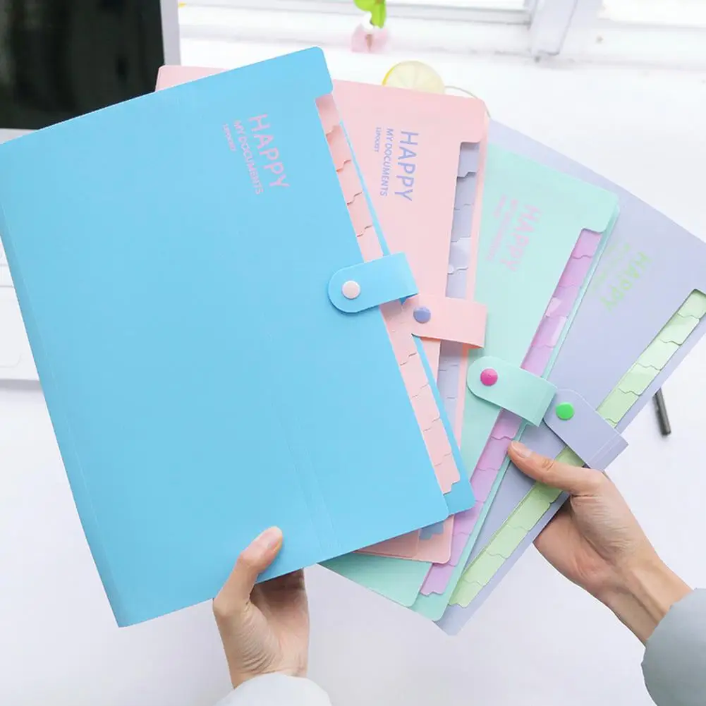 

A4 File Folder Snap Button Closure Folder Storage Bag Portable Document Organizer Water-resistant Document Organizer for Office