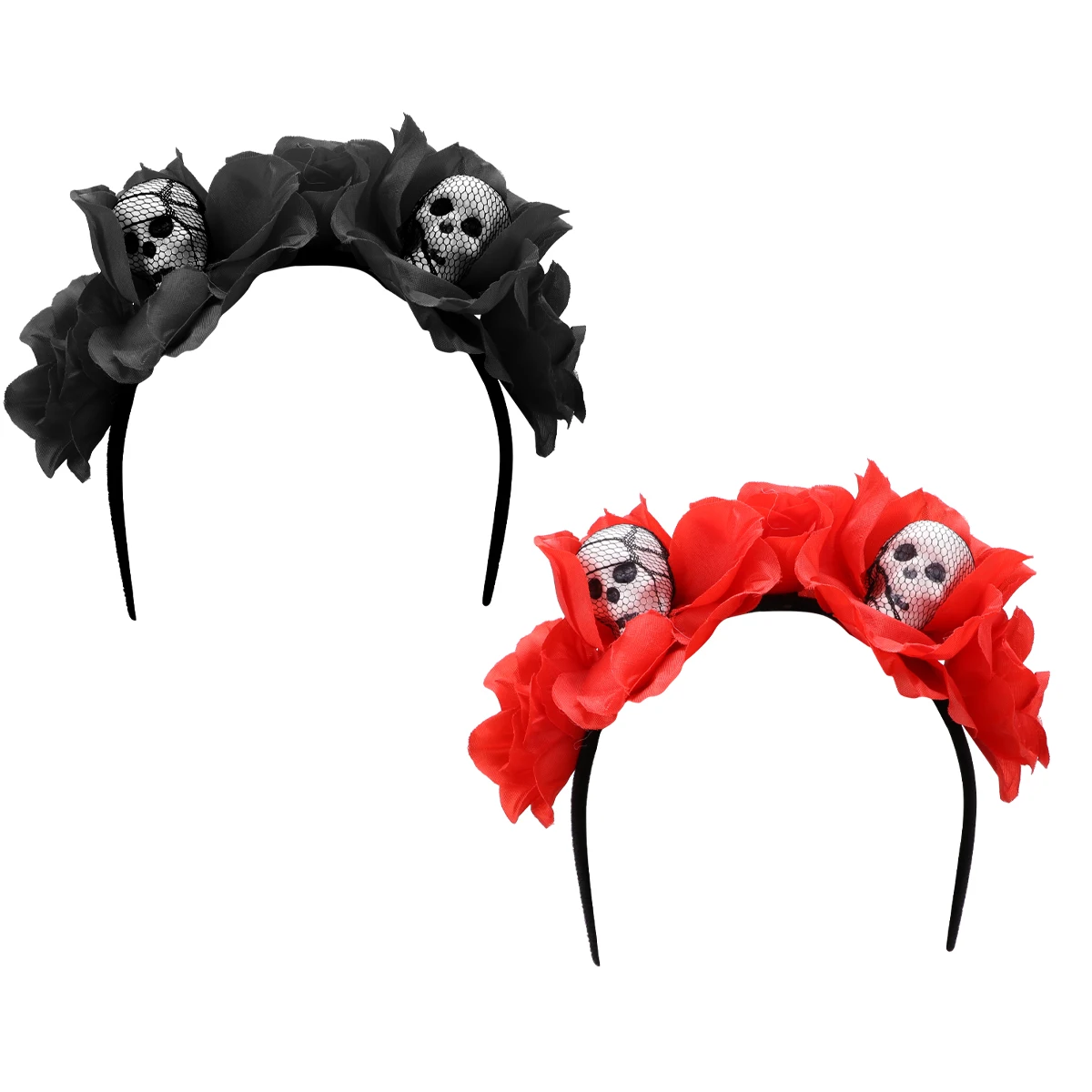 

2 Pcs Skull Headdress Performance Costume Halloween Headwear Cosplay Various Party Flower Crown Headband Acrylic Women's