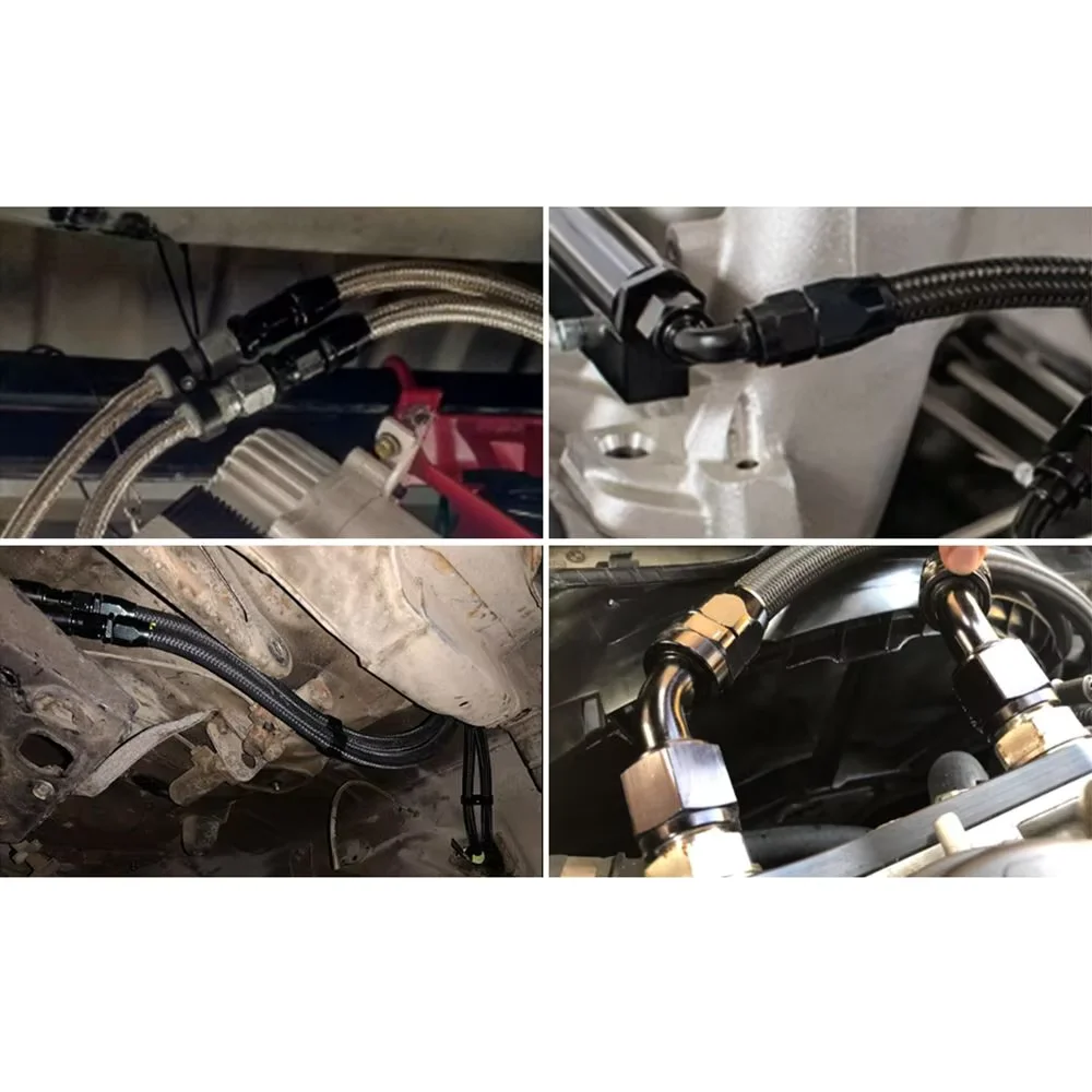 1 pezzo AN4 6 8 10 12 Dritto 0 ° /45 ° /90 ° /180 °   Adattatore per raccordo terminale tubo flessibile girevole in alluminio da grado Tubo olio combustibile NPT SPINA TF-1001