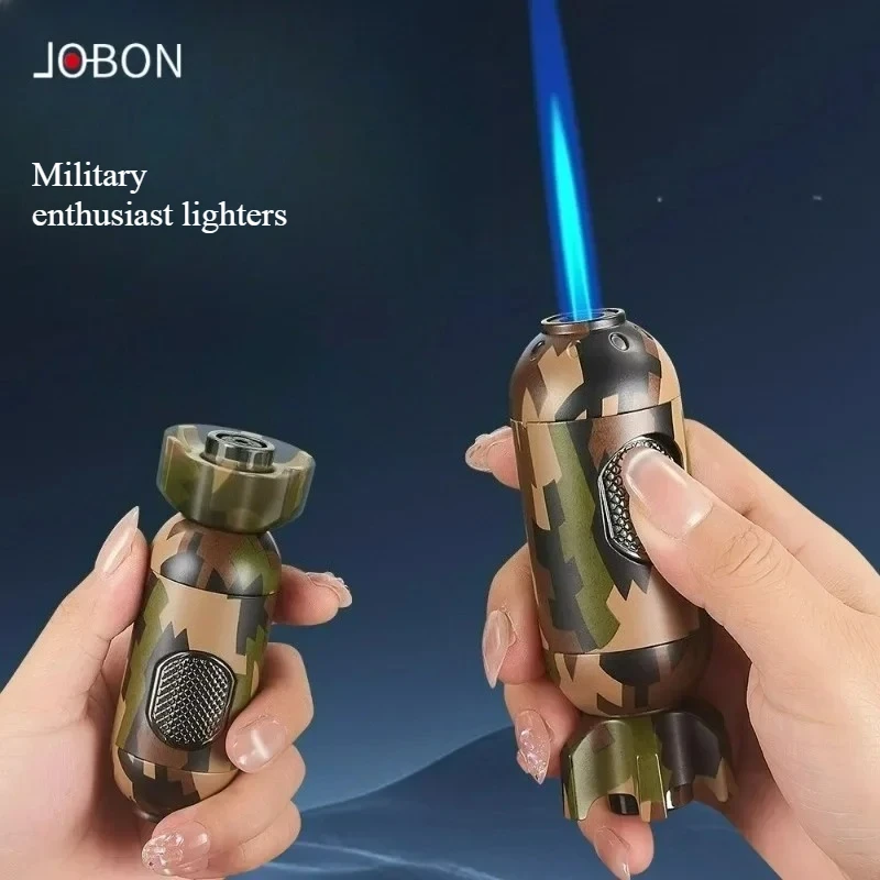 

JOBON Refillable Butane Lighter Metal Windproof Jet Blue Flame Cool Lighters Outdoor Men's Premium Gifts Cigar Accessories