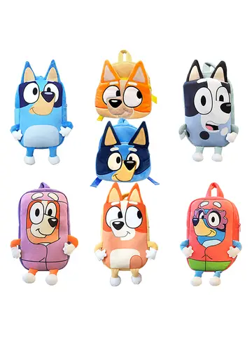 Bluey Family Cosplay Kindergarten Children's Cartoon School Bag Bluebin Dog Backpack Kawaii Anime Figure Dog Backpack Children's